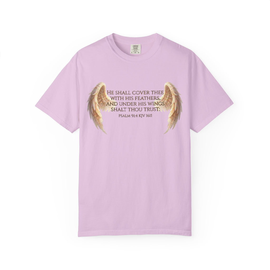 Psalm 91 Wings T-Shirt — He Shall Cover Thee Christian Faith Tee
