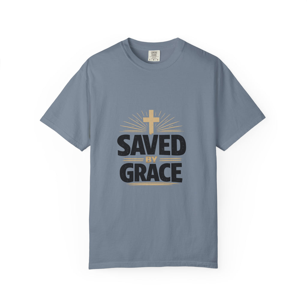 Saved by Grace - gold cross