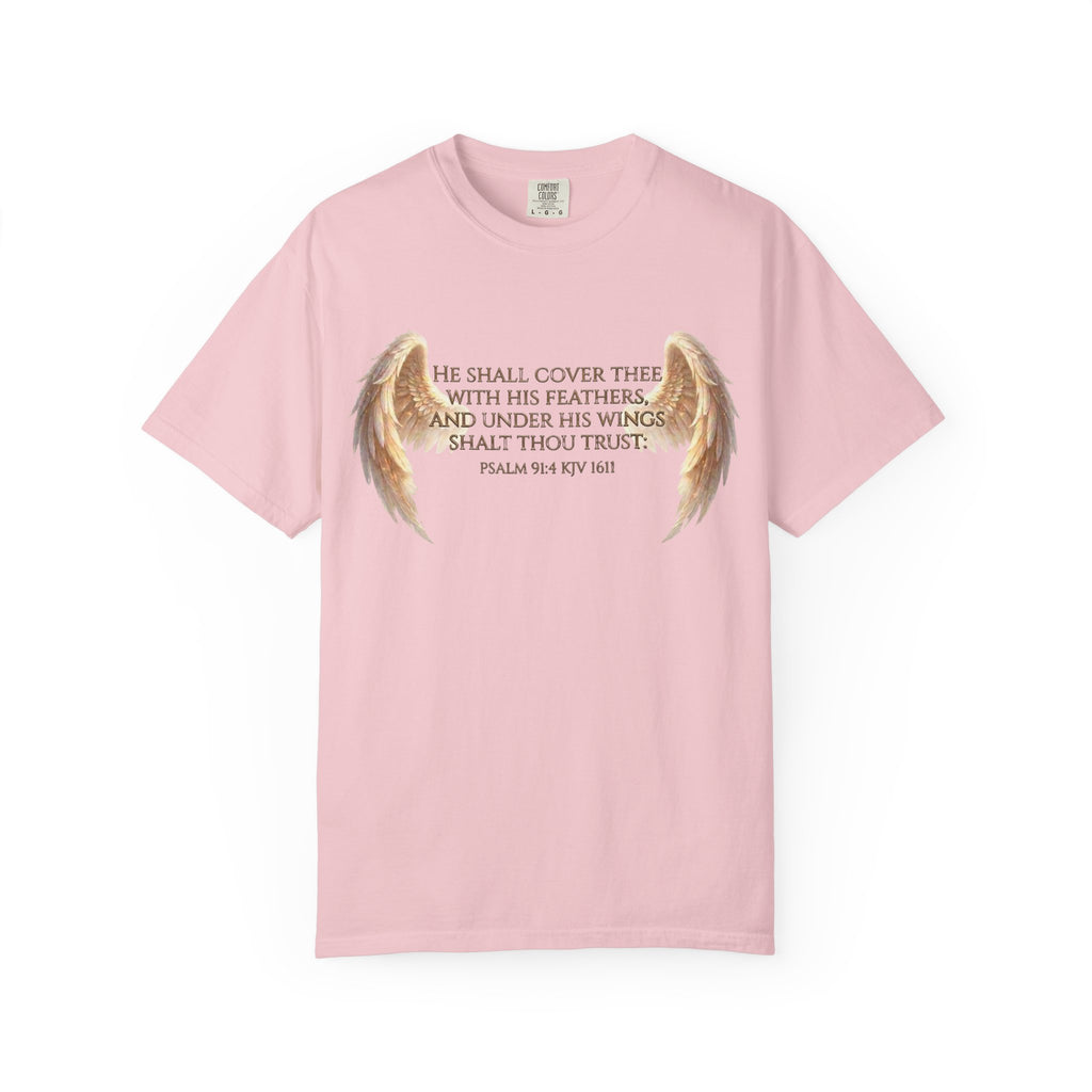 Psalm 91 Wings T-Shirt — He Shall Cover Thee Christian Faith Tee