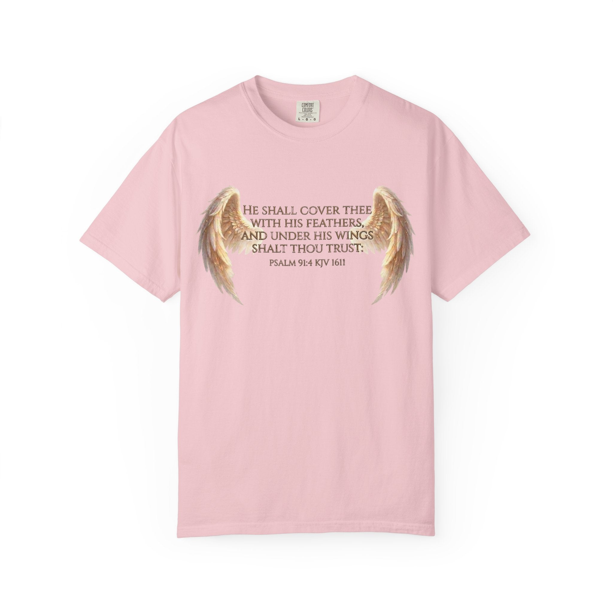 Psalm 91 Wings T-Shirt — He Shall Cover Thee Christian Faith Tee