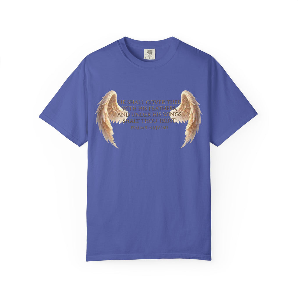 Psalm 91 Wings T-Shirt — He Shall Cover Thee Christian Faith Tee