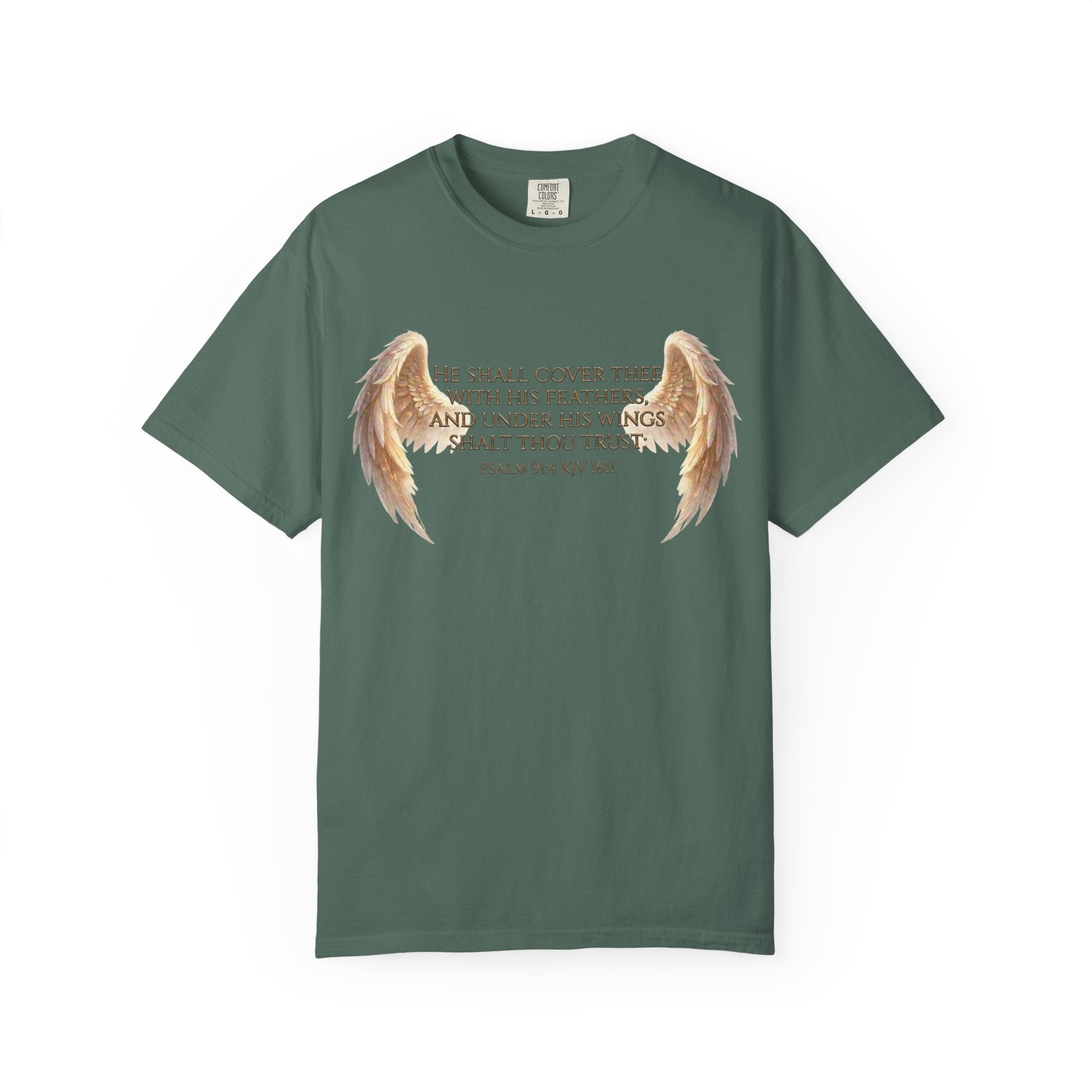 Psalm 91 Wings T-Shirt — He Shall Cover Thee Christian Faith Tee