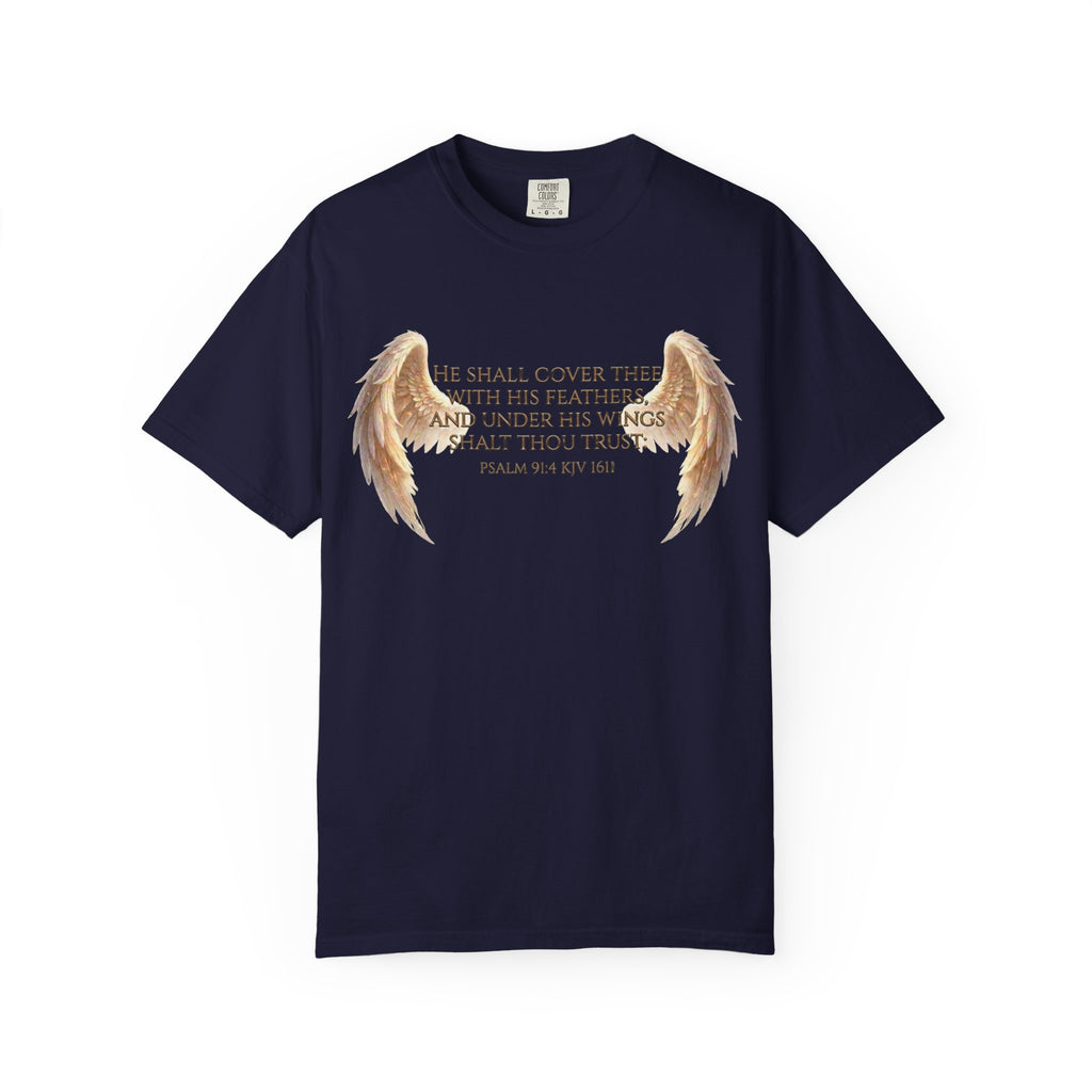 Psalm 91 Wings T-Shirt — He Shall Cover Thee Christian Faith Tee