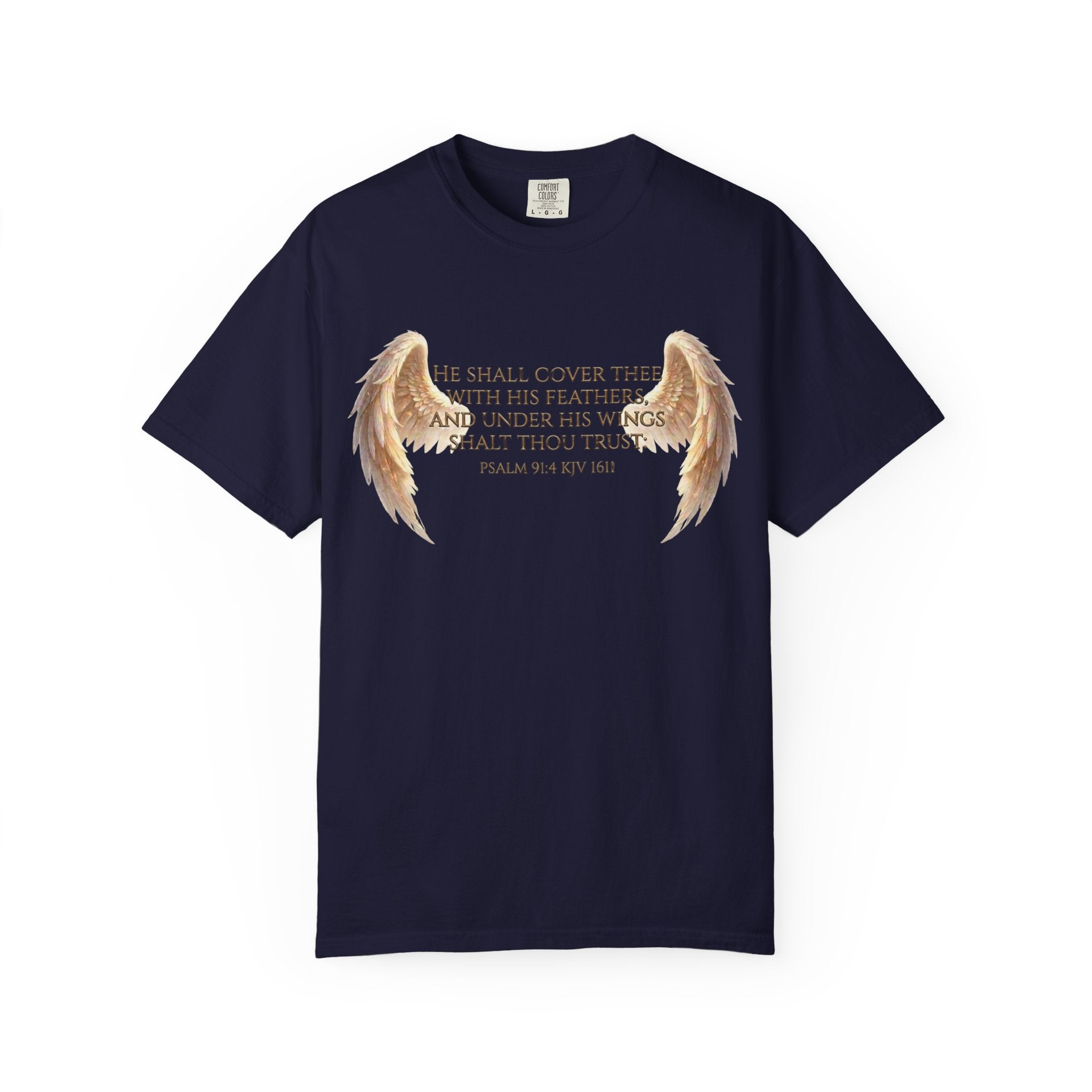 Psalm 91 Wings T-Shirt — He Shall Cover Thee Christian Faith Tee
