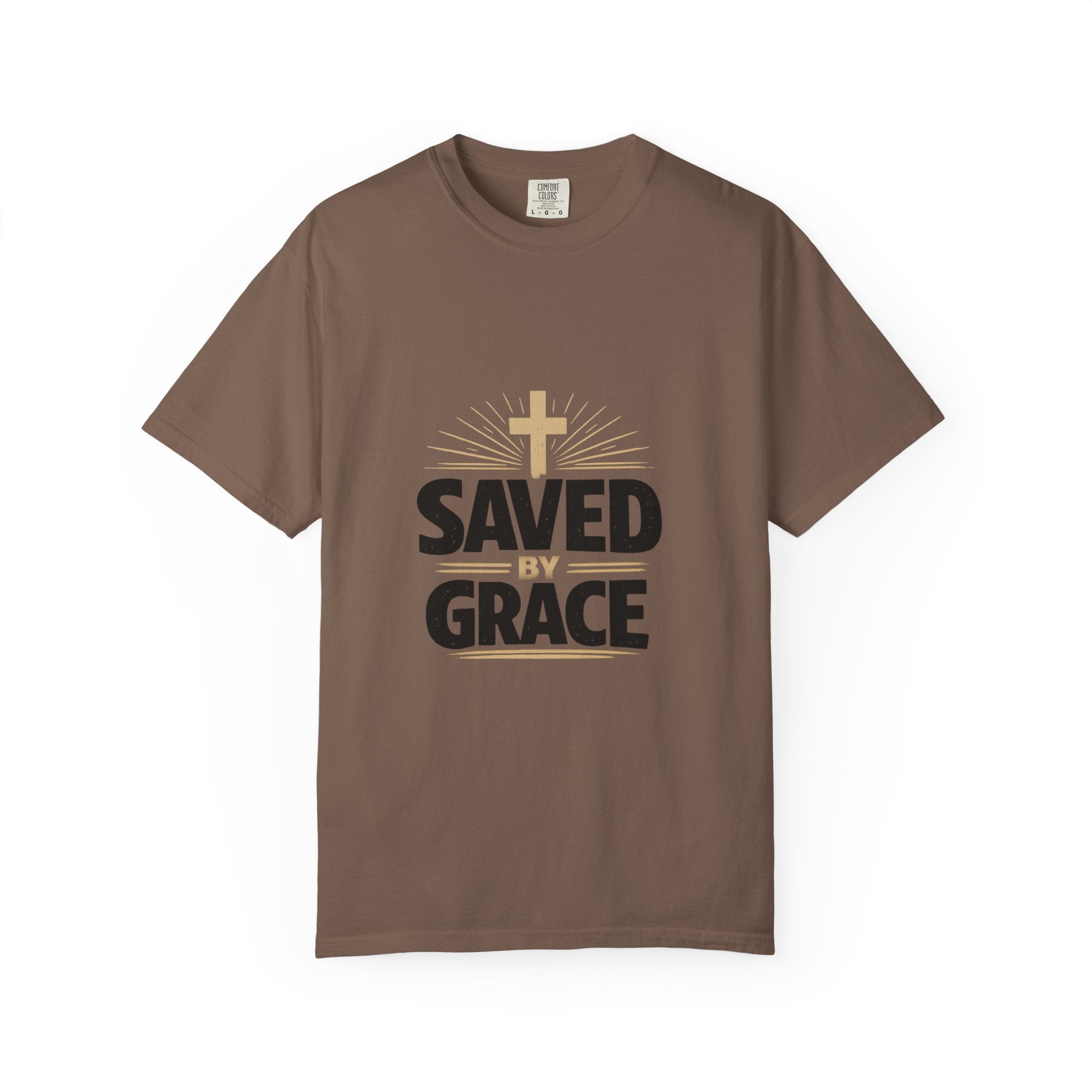 Saved by Grace -gold cross