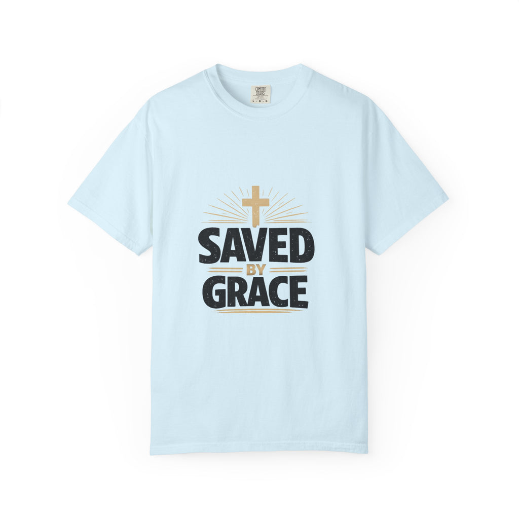 Saved by Grace -gold cross