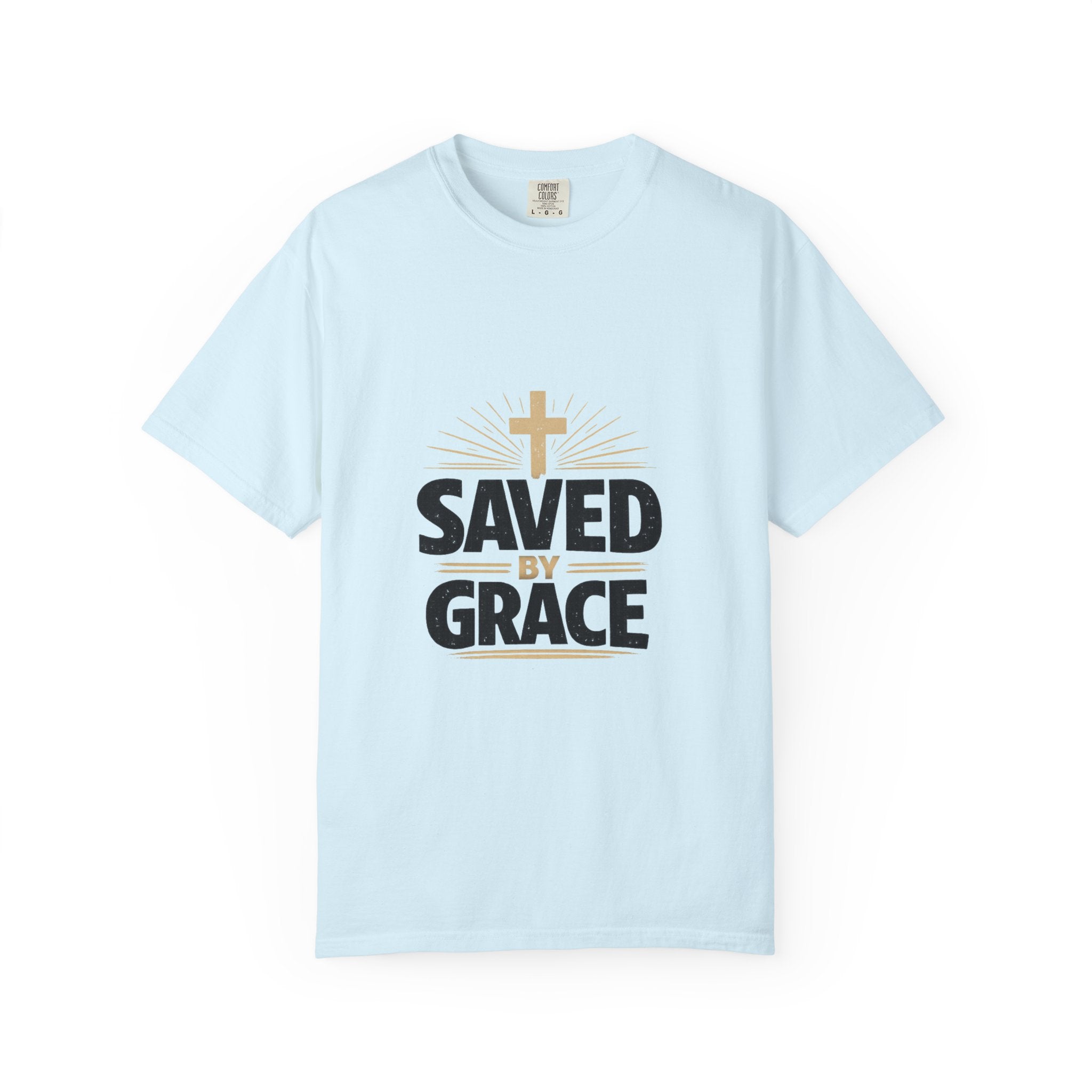Saved by Grace -gold cross