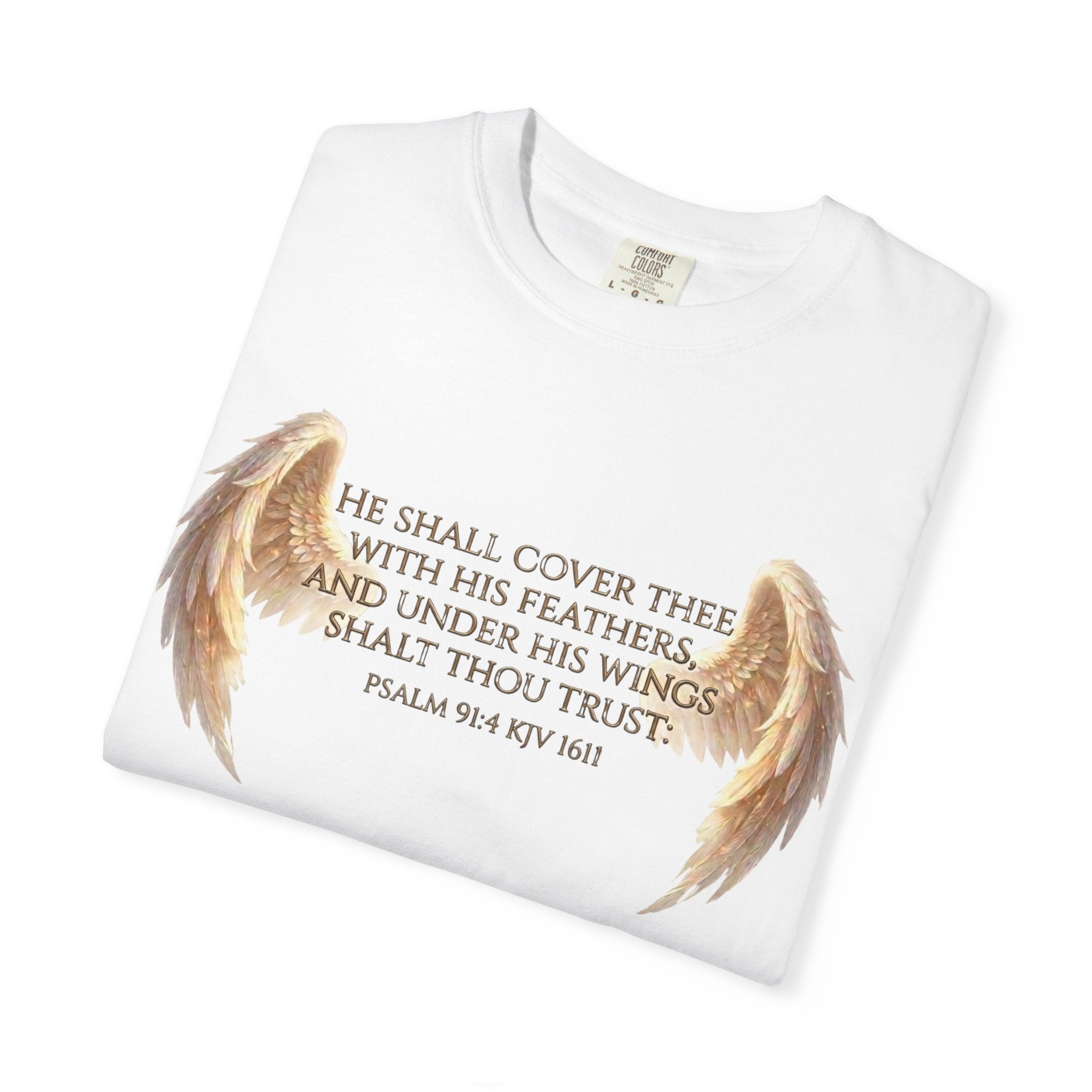 Psalm 91 Wings T-Shirt — He Shall Cover Thee Christian Faith Tee