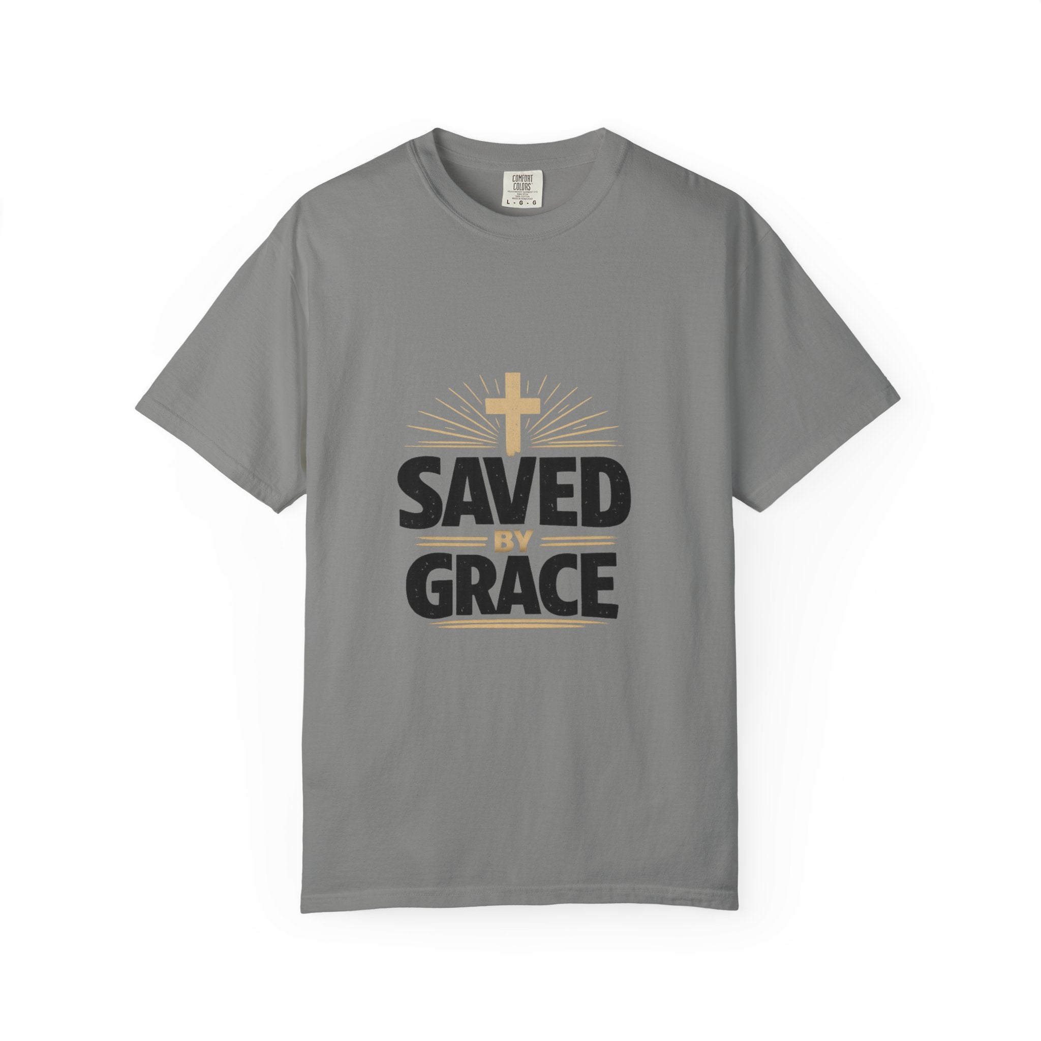 Saved by Grace -gold cross