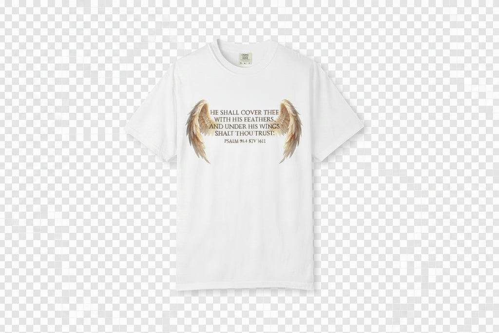Psalm 91 Wings T-Shirt — He Shall Cover Thee Christian Faith Tee
