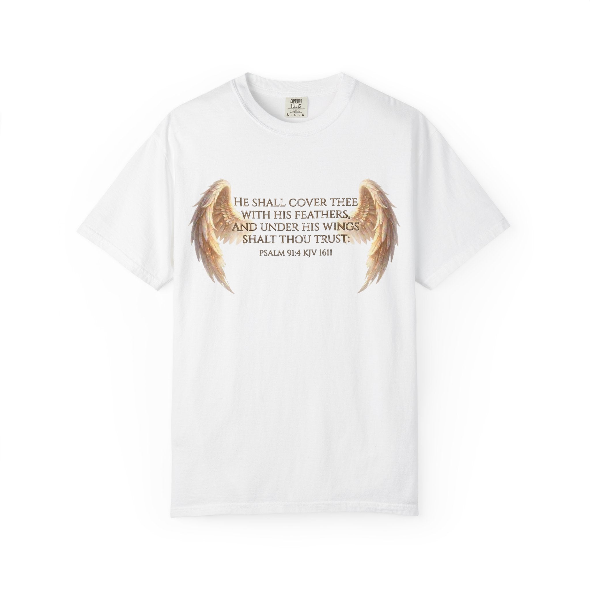Psalm 91 Wings T-Shirt — He Shall Cover Thee Christian Faith Tee