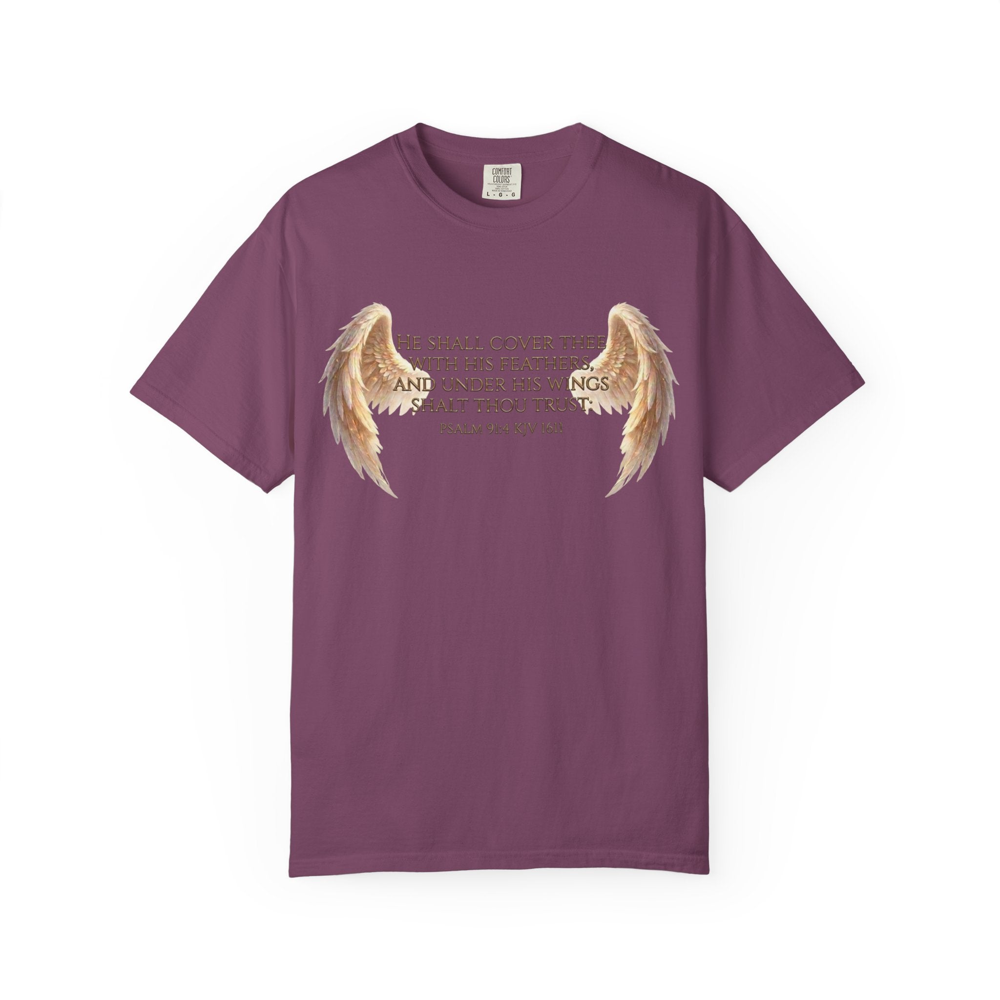Psalm 91 Wings T-Shirt — He Shall Cover Thee Christian Faith Tee