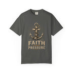 Faith Under Pressure Christian T-shirt with anchor and cross design