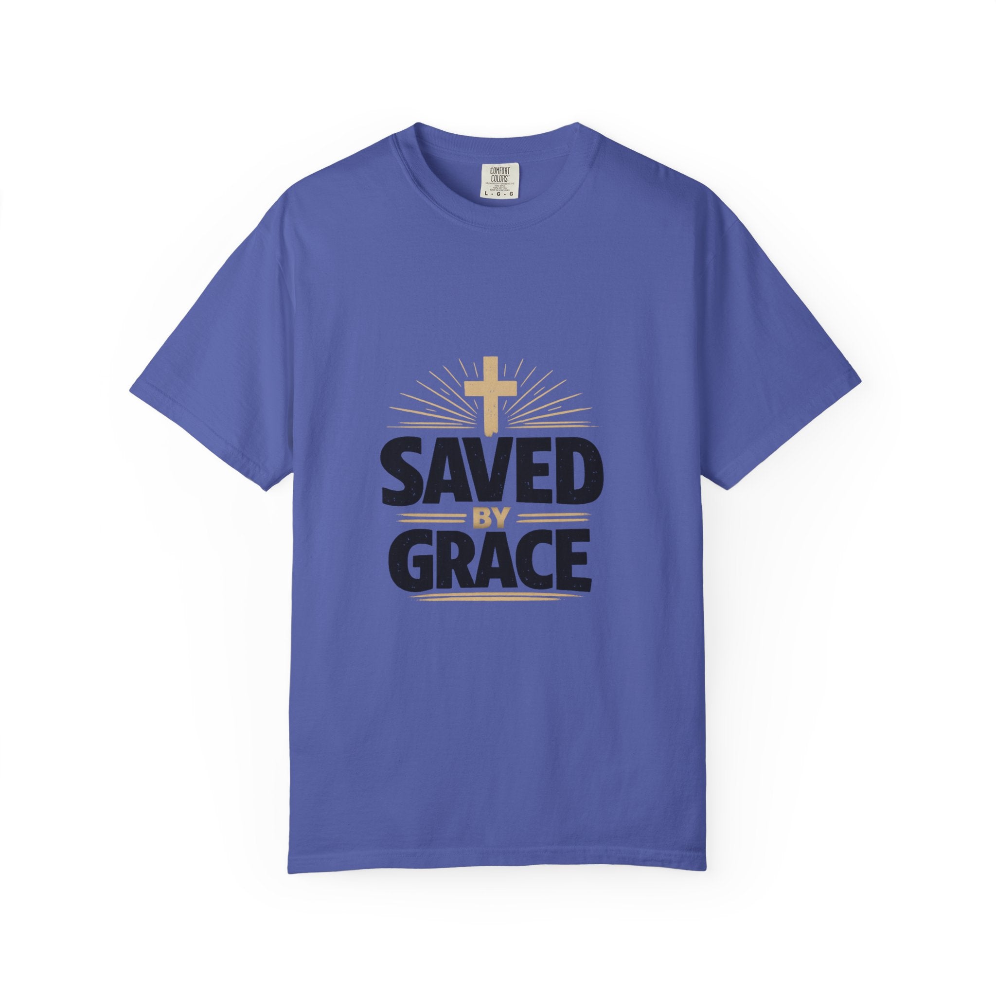 Saved by Grace -gold cross