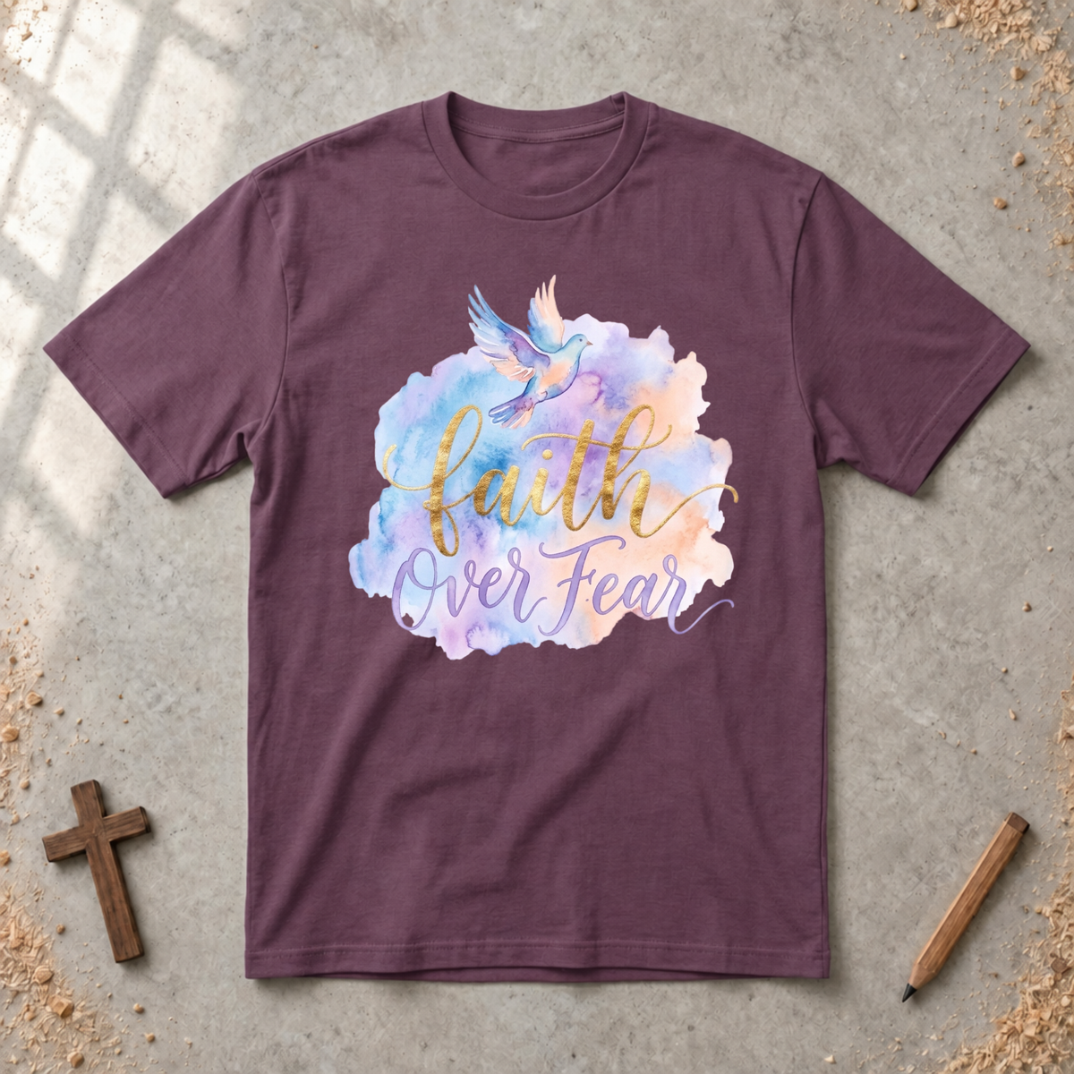Faith over Fear-watercolor Tshirt