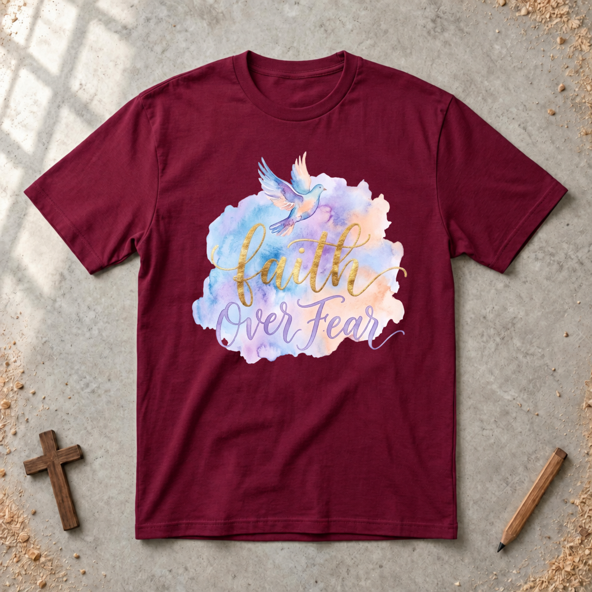 Faith over Fear-watercolor Tshirt