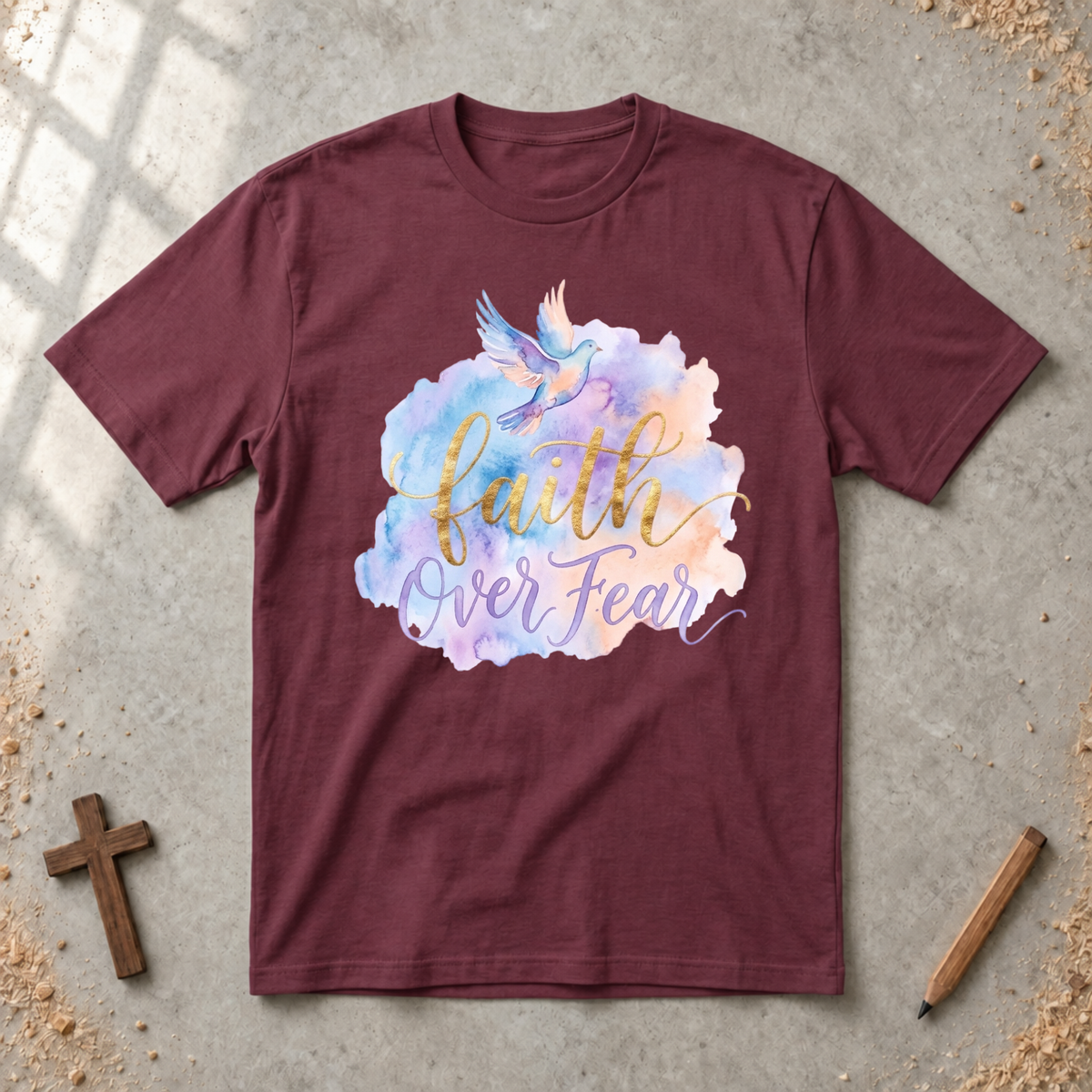 Faith over Fear-watercolor Tshirt
