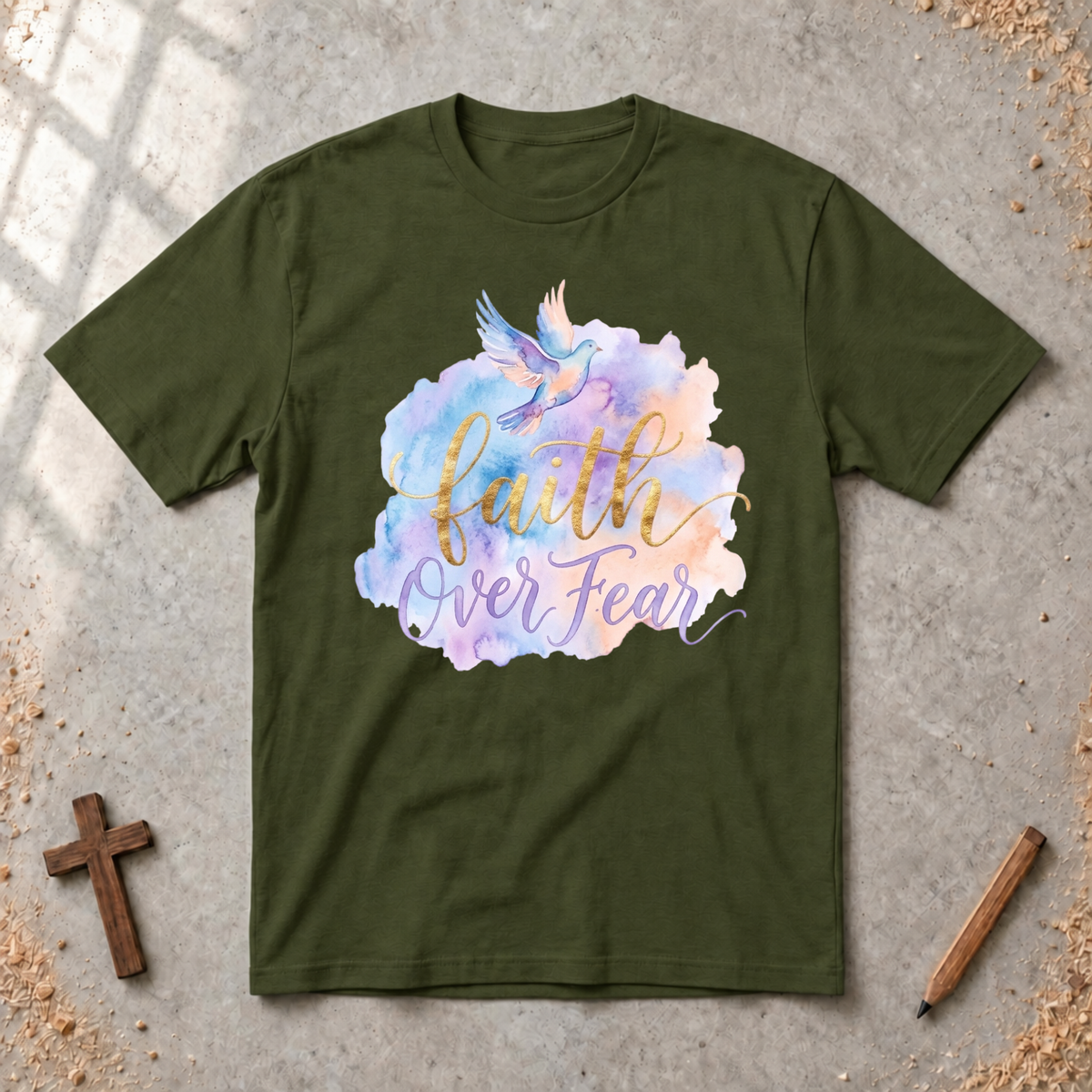 Faith over Fear-watercolor Tshirt