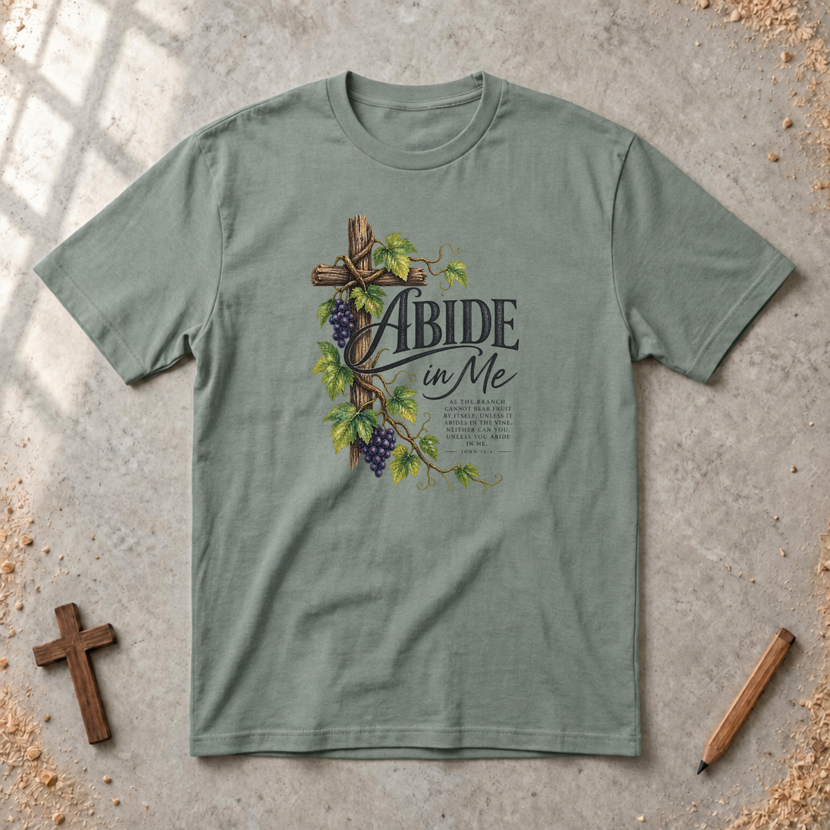 Abide in Me — John 15:4 Christian T-Shirt