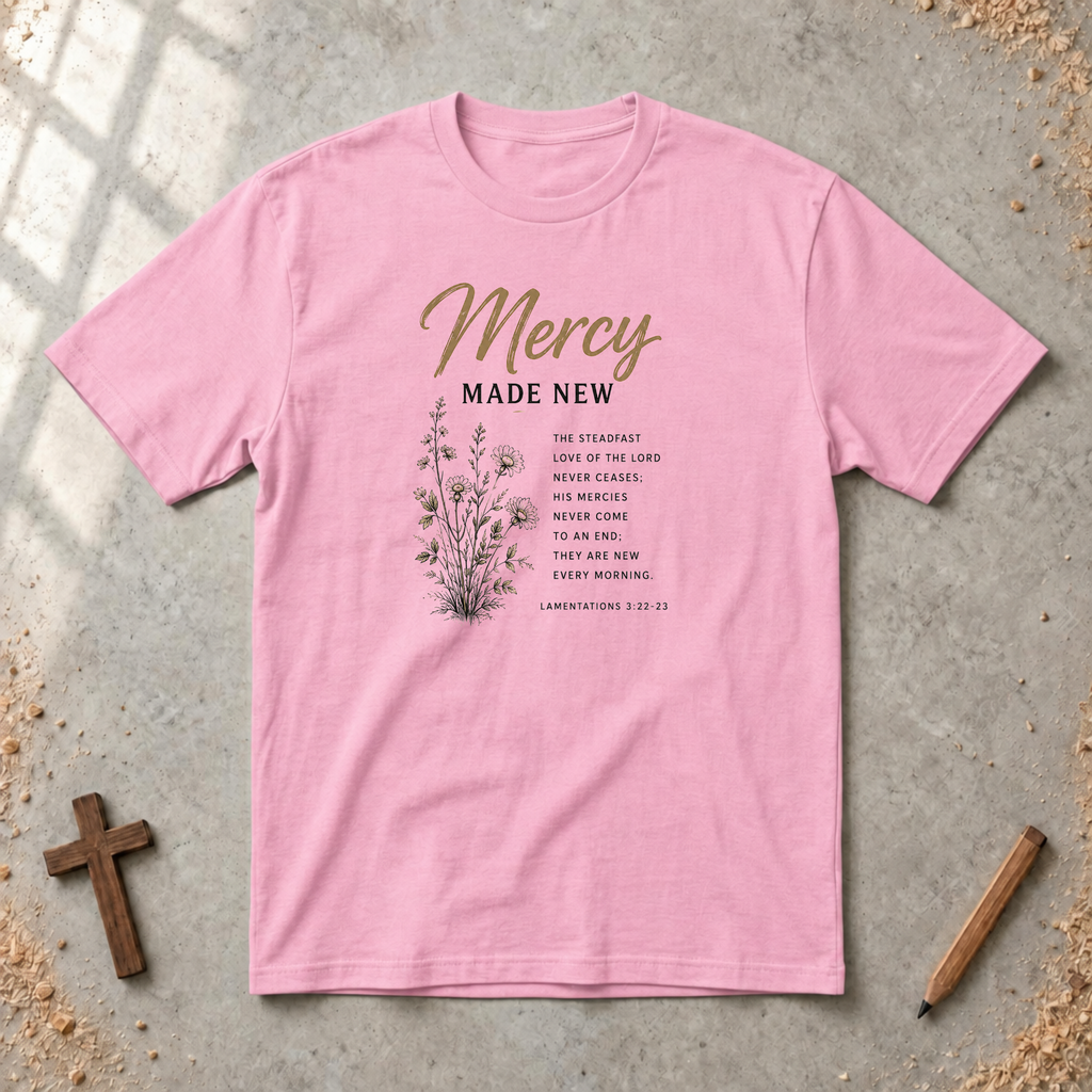 Mercy Made New — Lamentations 3:22–23 Christian T-Shirt