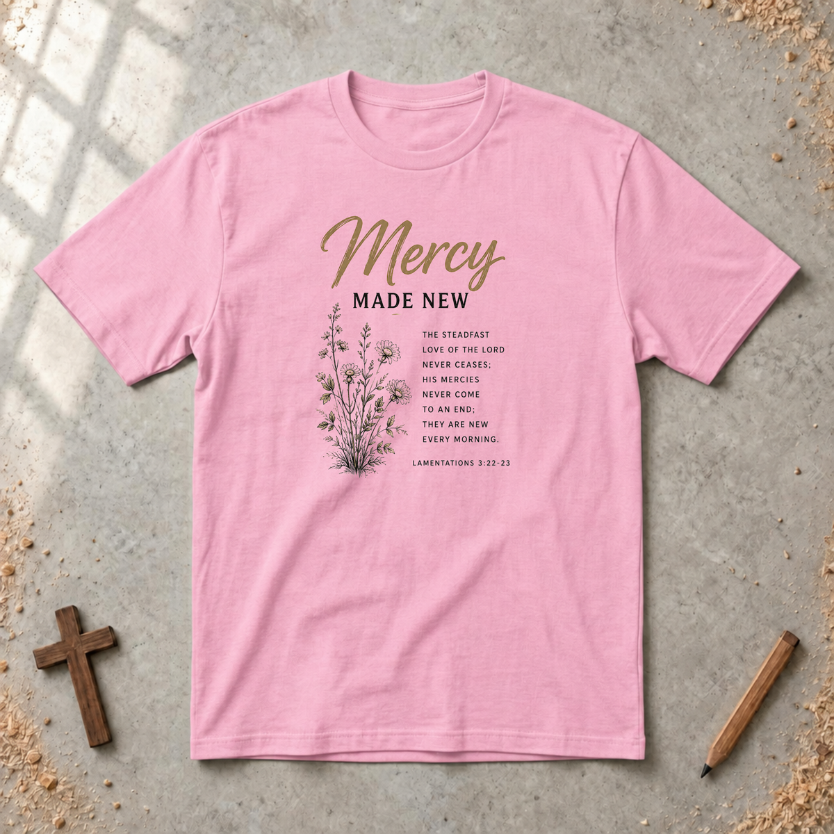 Mercy Made New — Lamentations 3:22–23 Christian T-Shirt