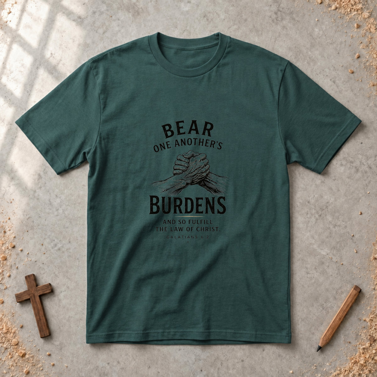 Bear One Another’s Burdens — Galatians 6:2 Christian T-Shirt