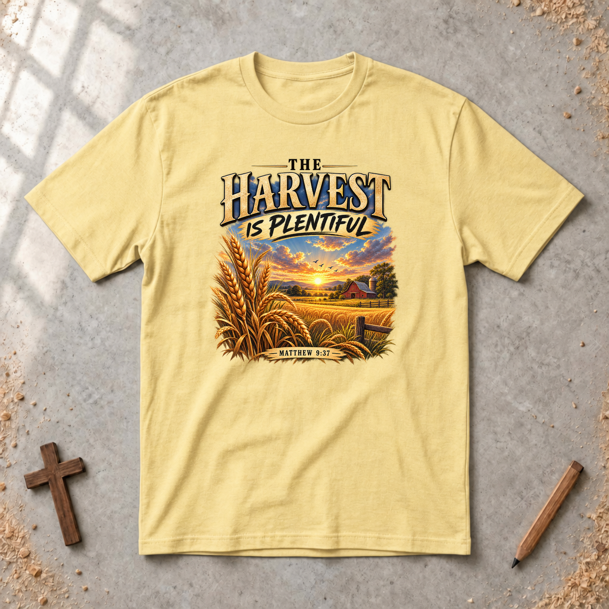 The Harvest Is Plentiful — Matthew 9:37 Christian T-Shirt