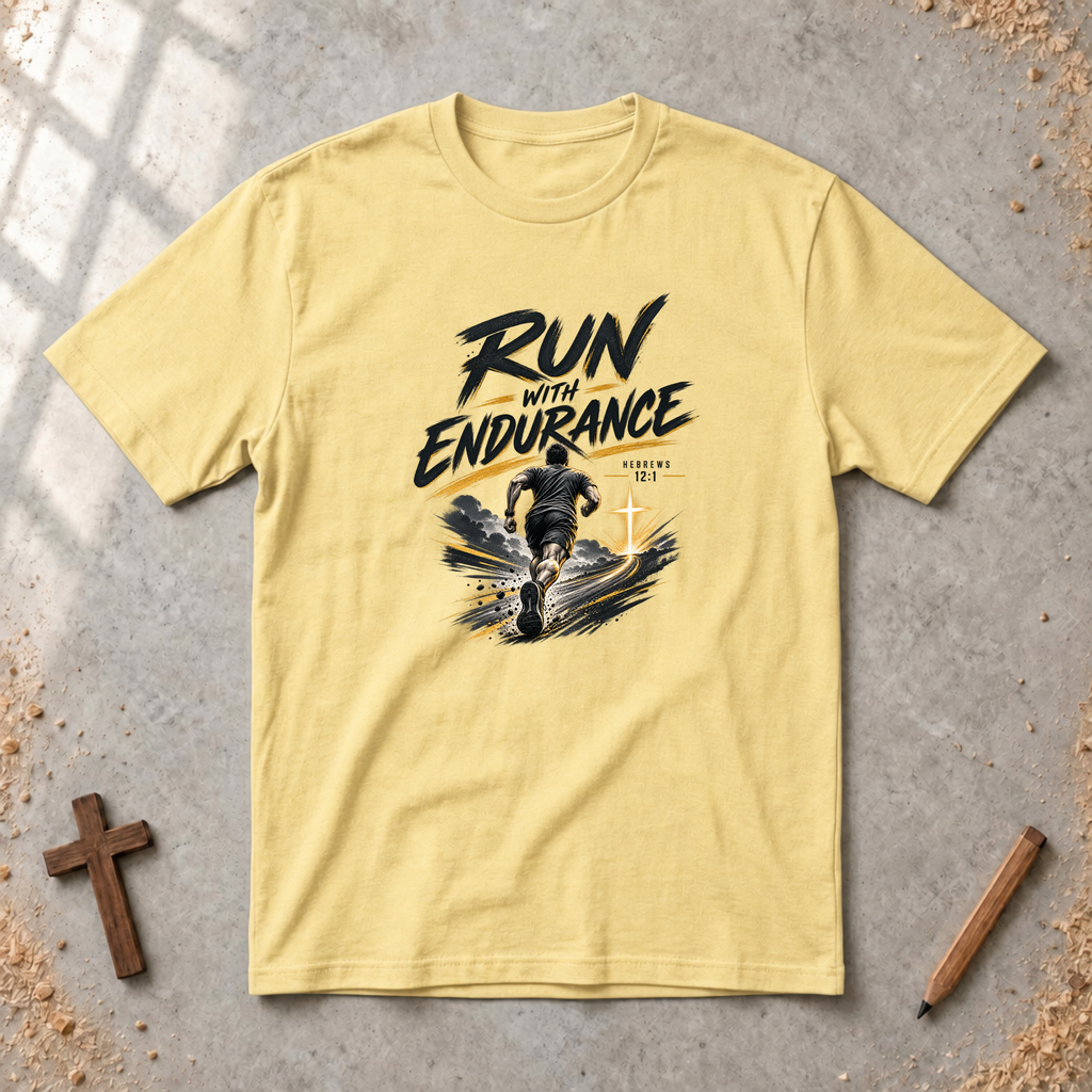 Run With Endurance — Hebrews 12:1 Christian T-Shirt