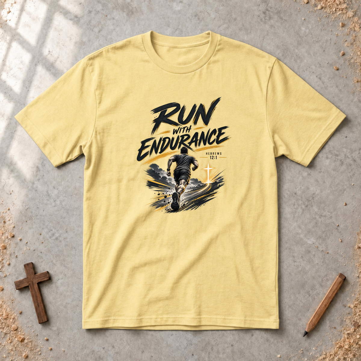 Run With Endurance — Hebrews 12:1 Christian T-Shirt