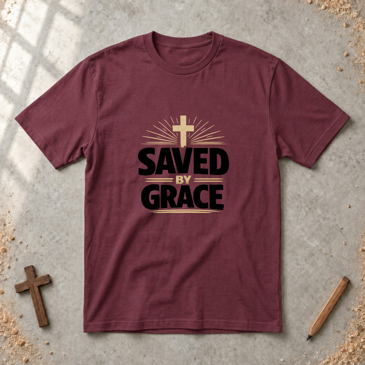 Saved by Grace (Gold Cross) T-shirt