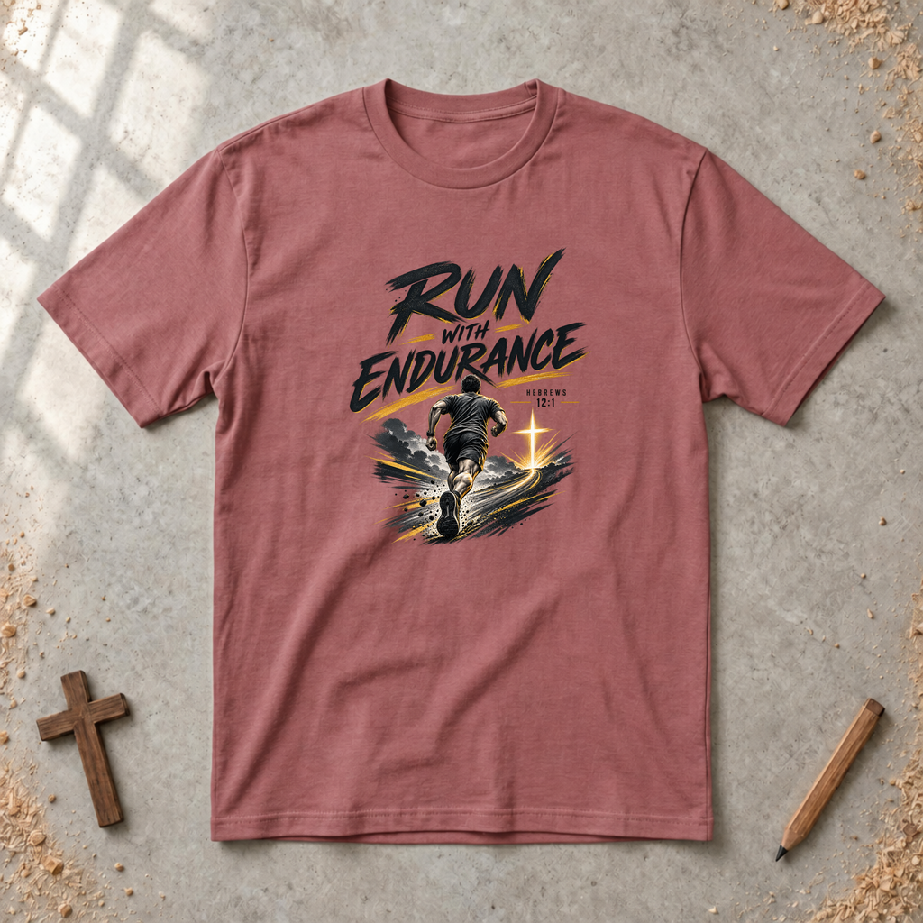 Run With Endurance — Hebrews 12:1 Christian T-Shirt