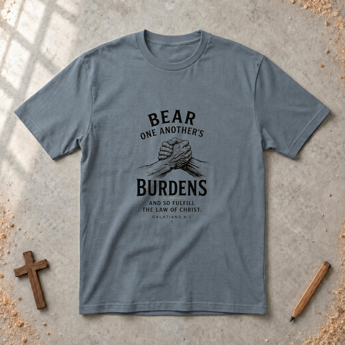 Bear One Another’s Burdens — Galatians 6:2 Christian T-Shirt