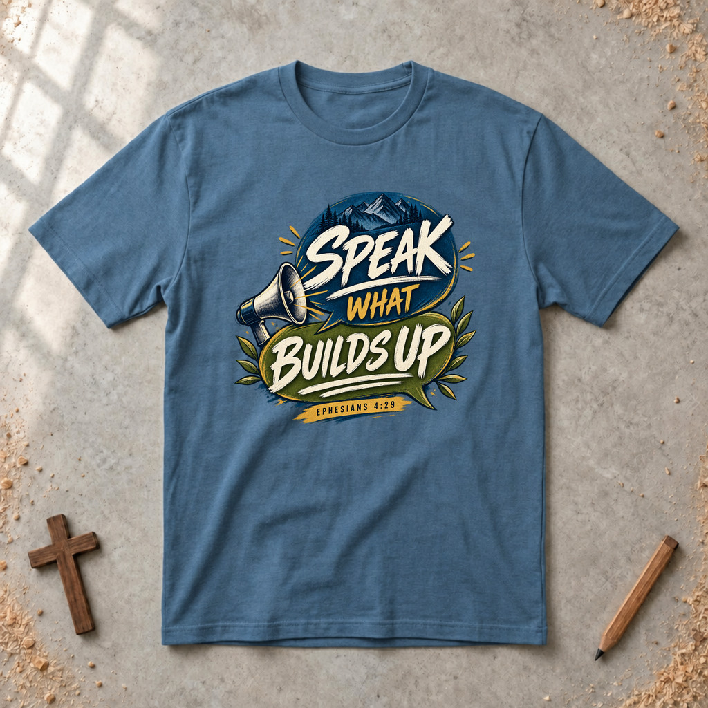 Speak What Builds Up — Ephesians 4:29 Christian T-Shirt