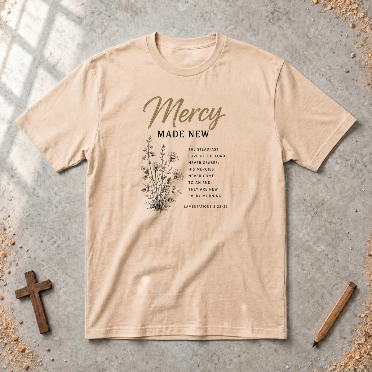 Mercy Made New — Lamentations 3:22–23 Christian T-Shirt