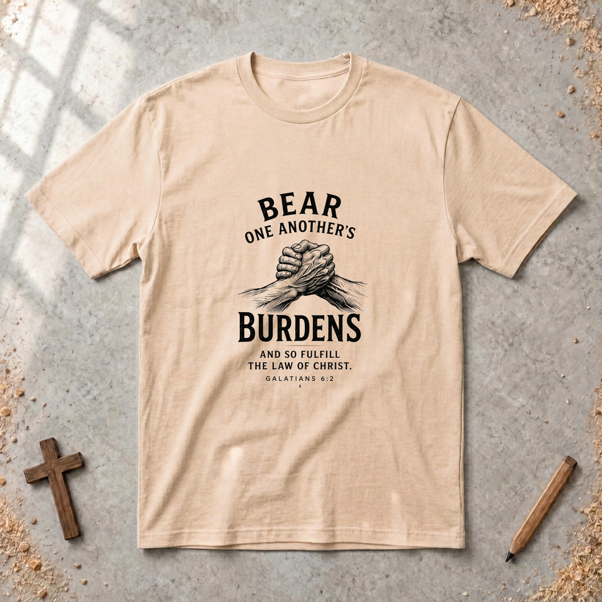 Bear One Another’s Burdens — Galatians 6:2 Christian T-Shirt