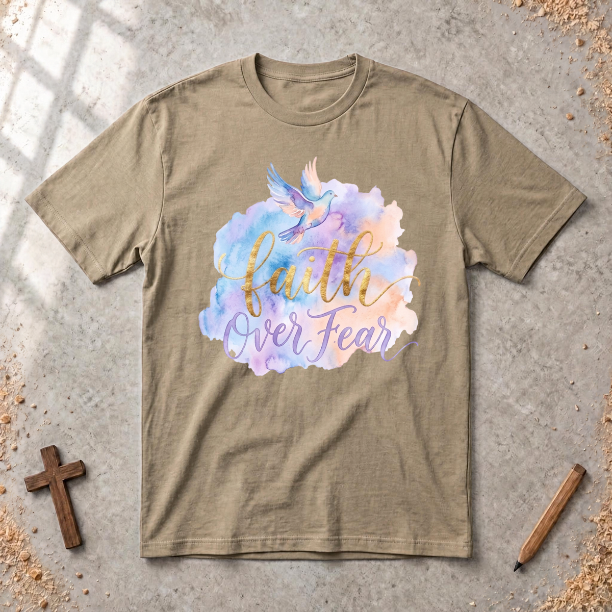 Faith over Fear-watercolor Tshirt