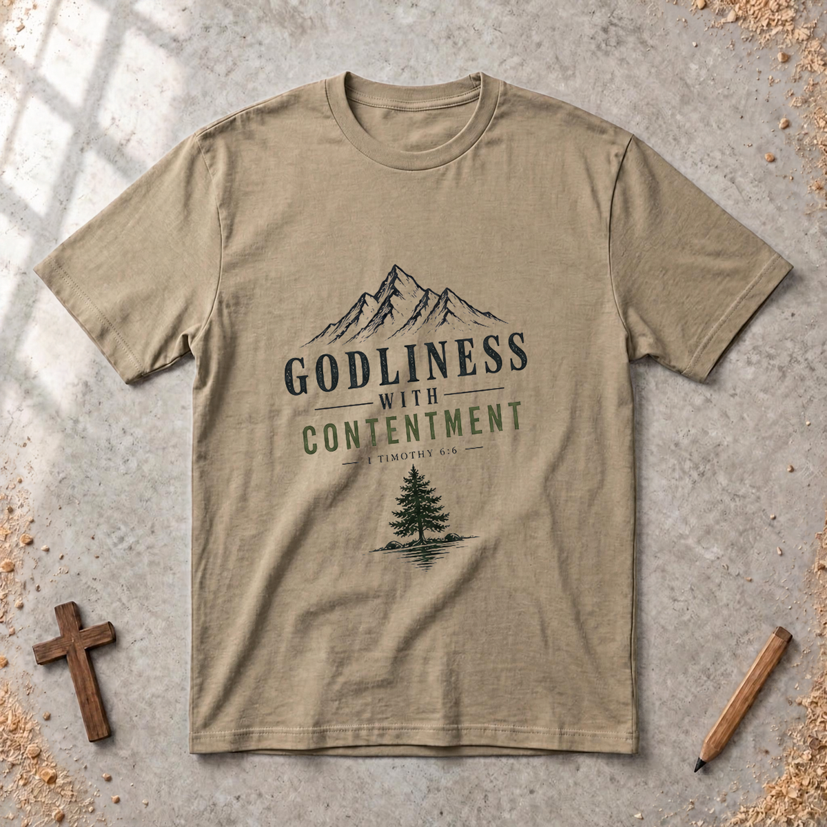 Godliness With Contentment - 1 Timothy 6:6 T-Shirt