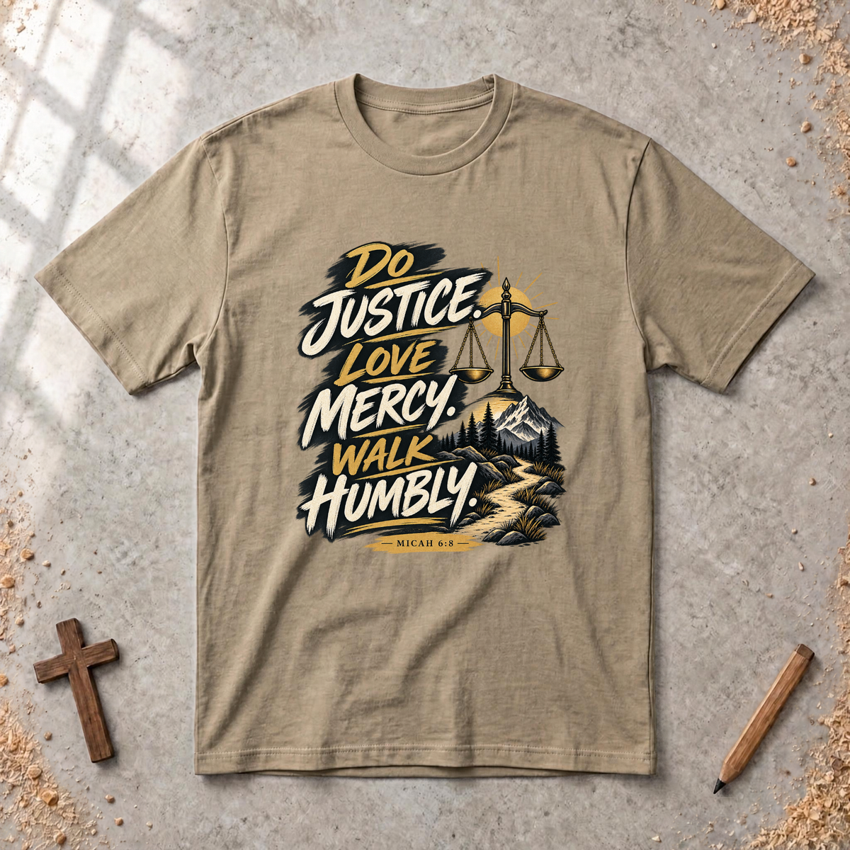 Do Justice. Love Mercy. Walk Humbly. — Micah 6:8 Christian T-Shirt