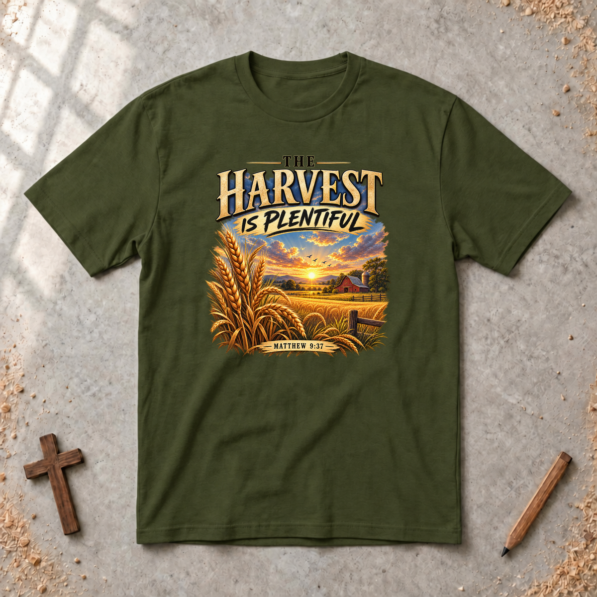The Harvest Is Plentiful — Matthew 9:37 Christian T-Shirt
