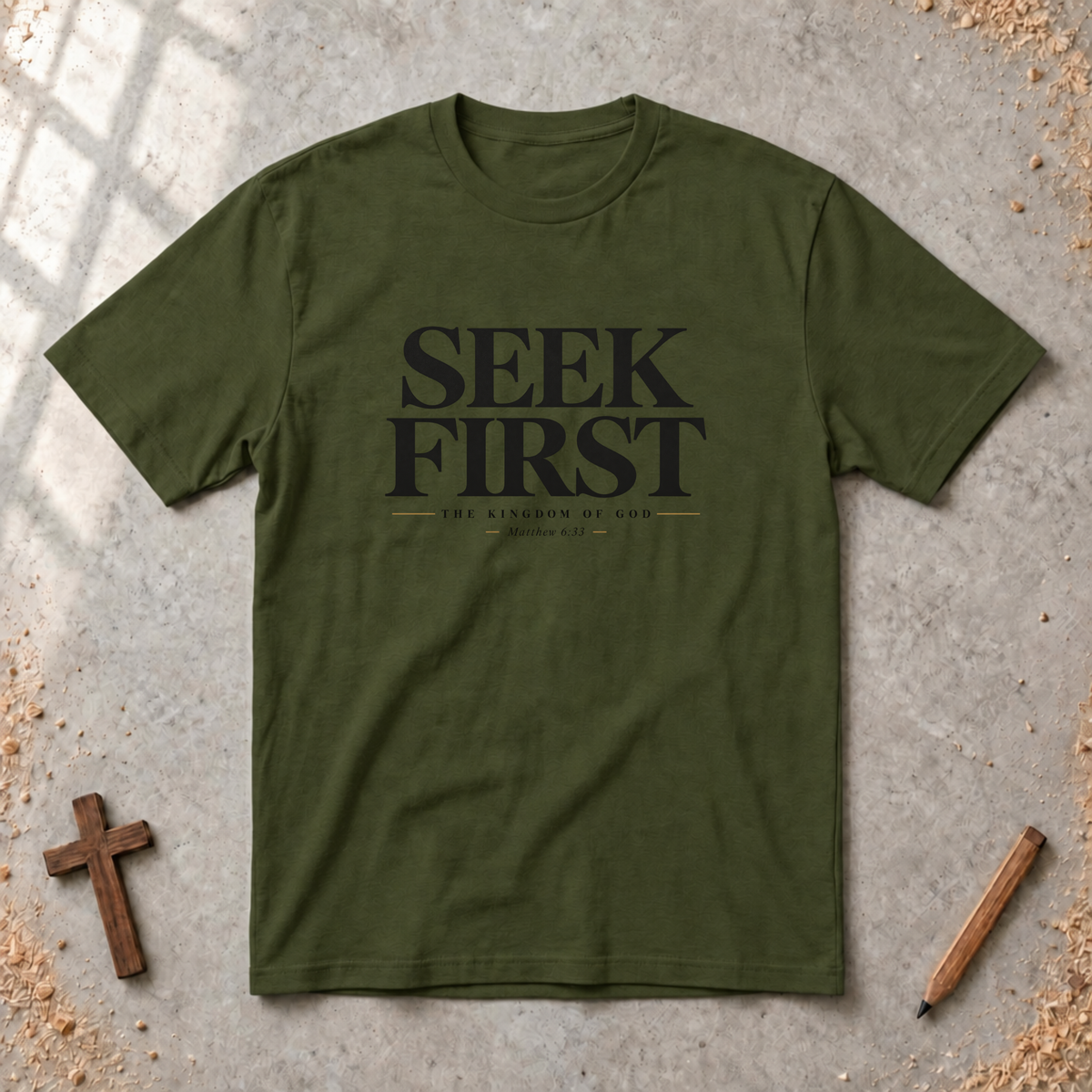 Seek First — Matthew 6:33 Christian T-Shirt