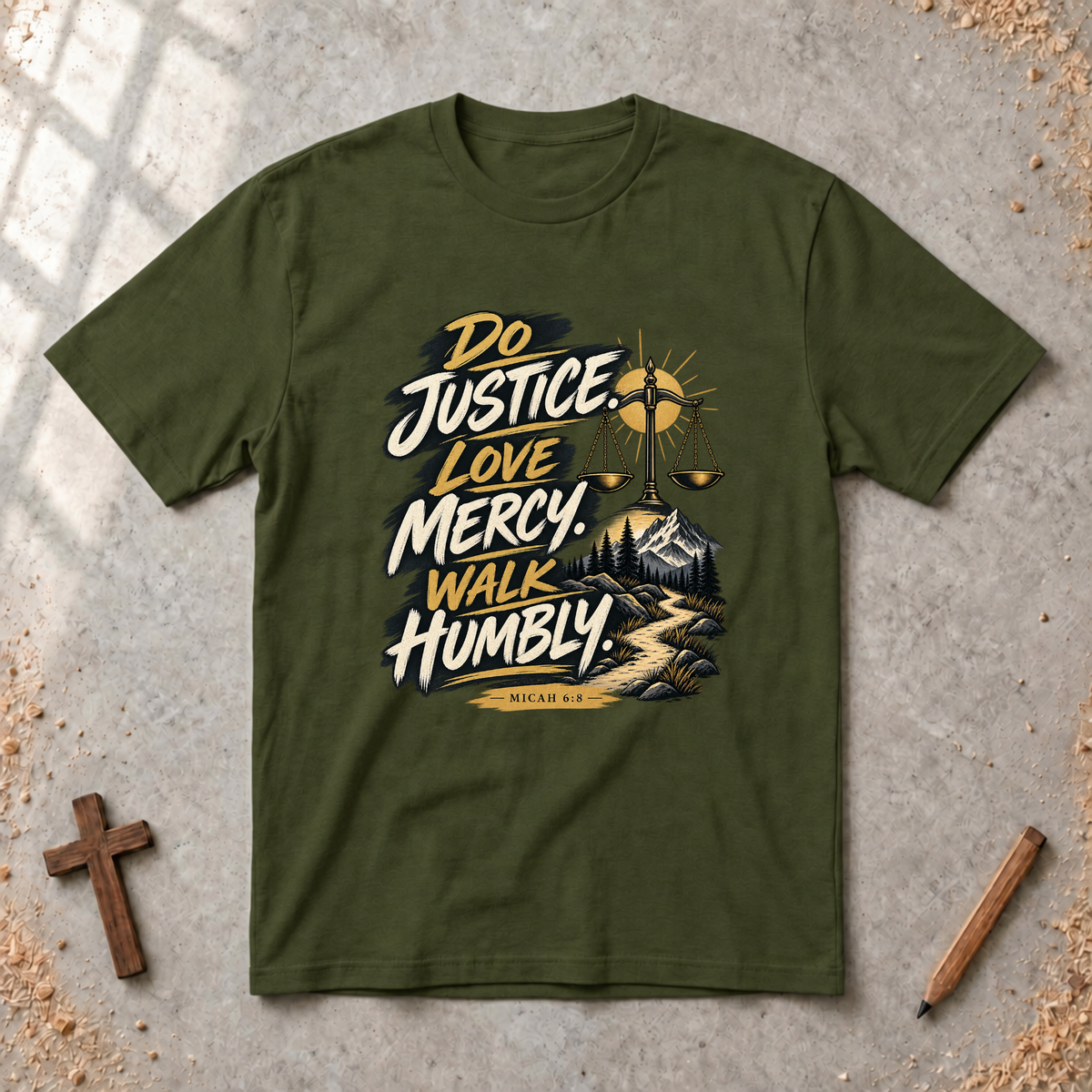 Do Justice. Love Mercy. Walk Humbly. — Micah 6:8 Christian T-Shirt