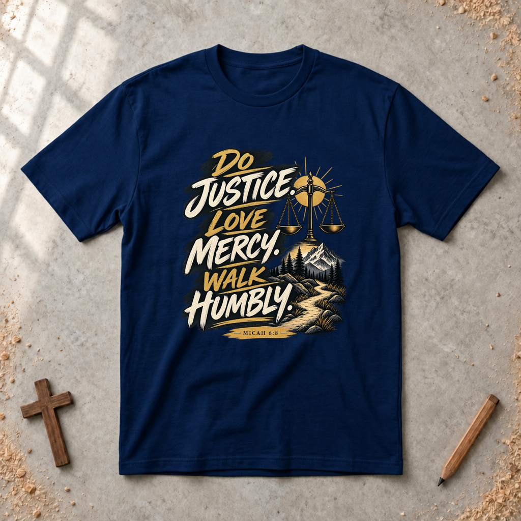 Do Justice. Love Mercy. Walk Humbly. — Micah 6:8 Christian T-Shirt