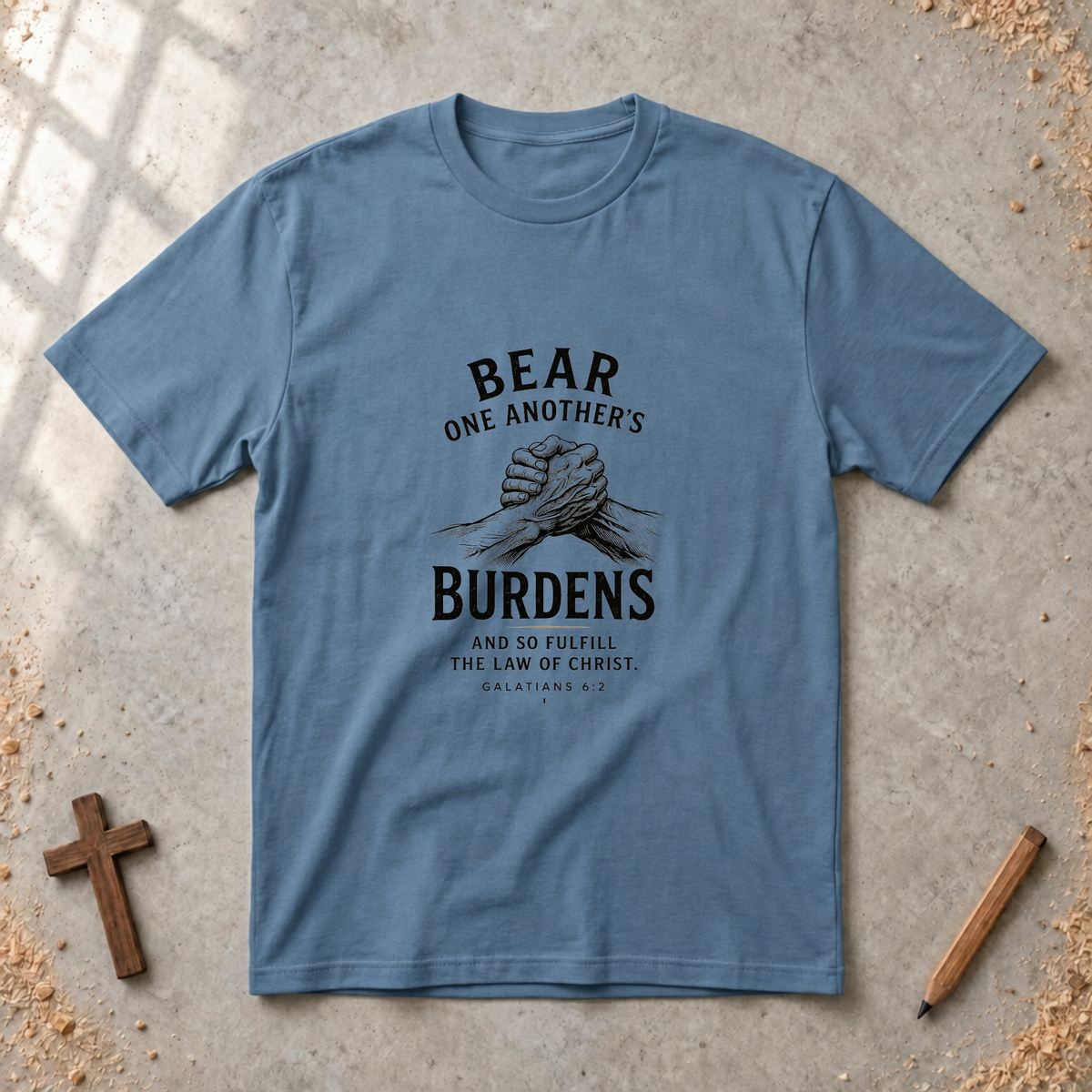 Bear One Another’s Burdens — Galatians 6:2 Christian T-Shirt