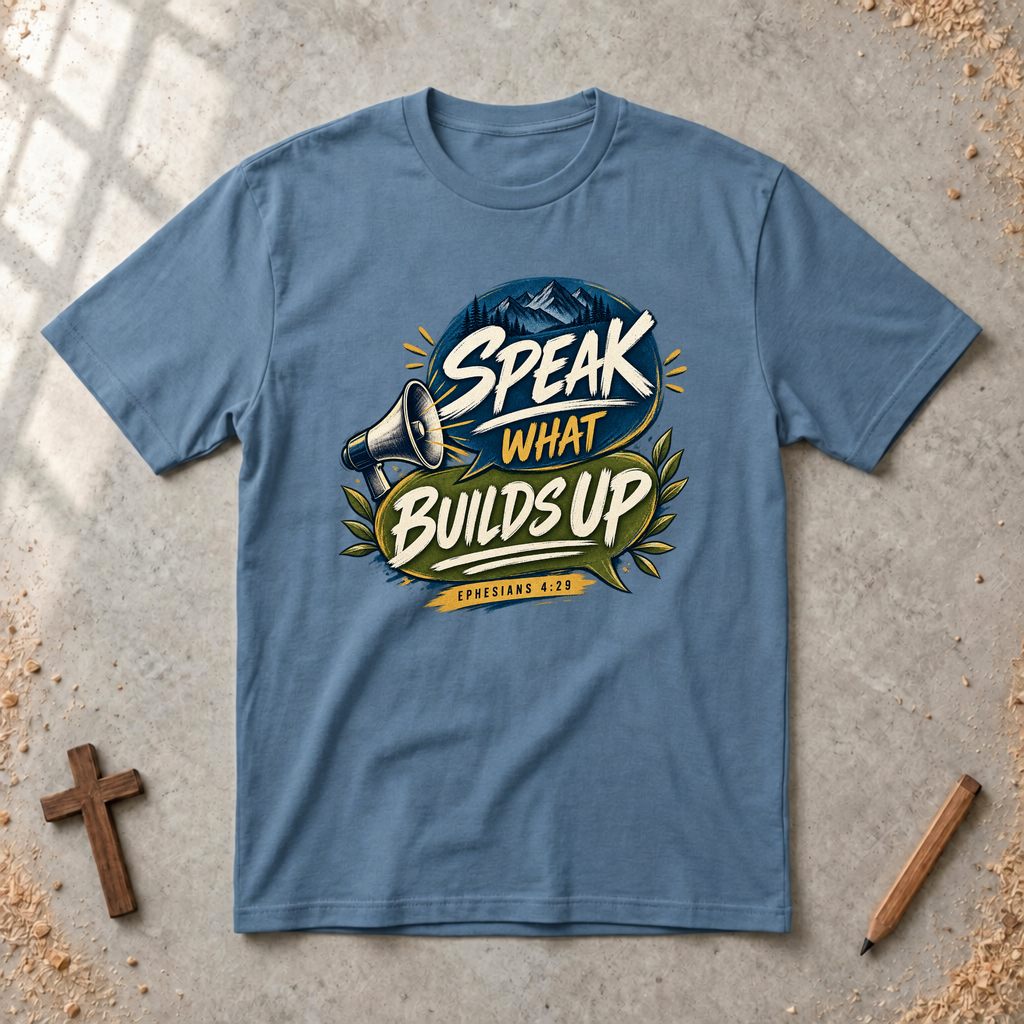 Speak What Builds Up — Ephesians 4:29 Christian T-Shirt