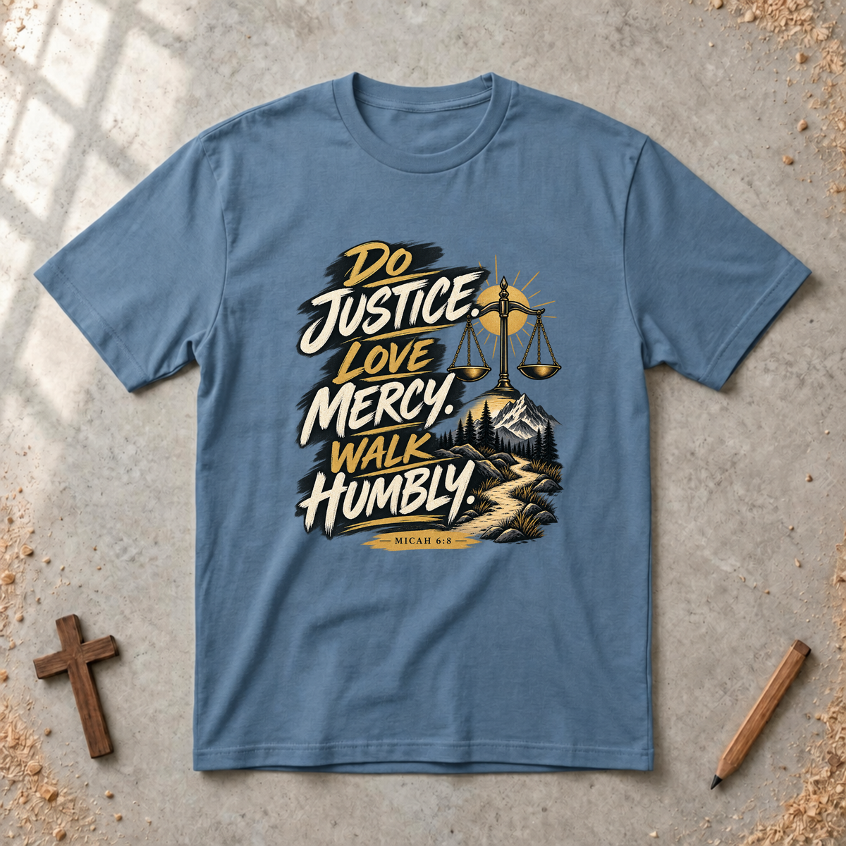 Do Justice. Love Mercy. Walk Humbly. — Micah 6:8 Christian T-Shirt