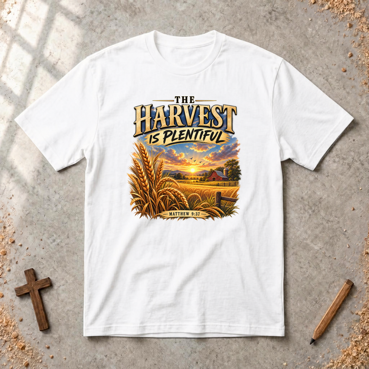 The Harvest Is Plentiful — Matthew 9:37 Christian T-Shirt