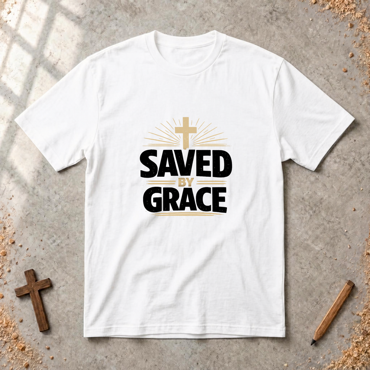 Saved by Grace (Gold Cross) T-shirt