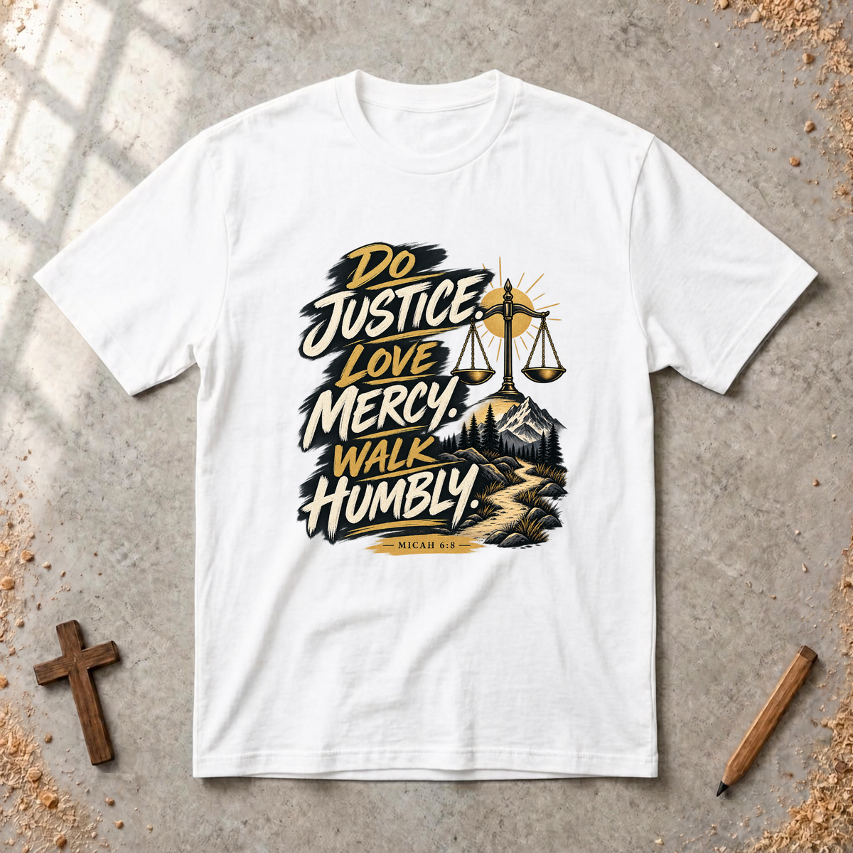 Do Justice. Love Mercy. Walk Humbly. — Micah 6:8 Christian T-Shirt