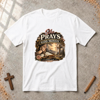 She Prays. God Moves. — James 5:16 Christian Women’s T-Shirt