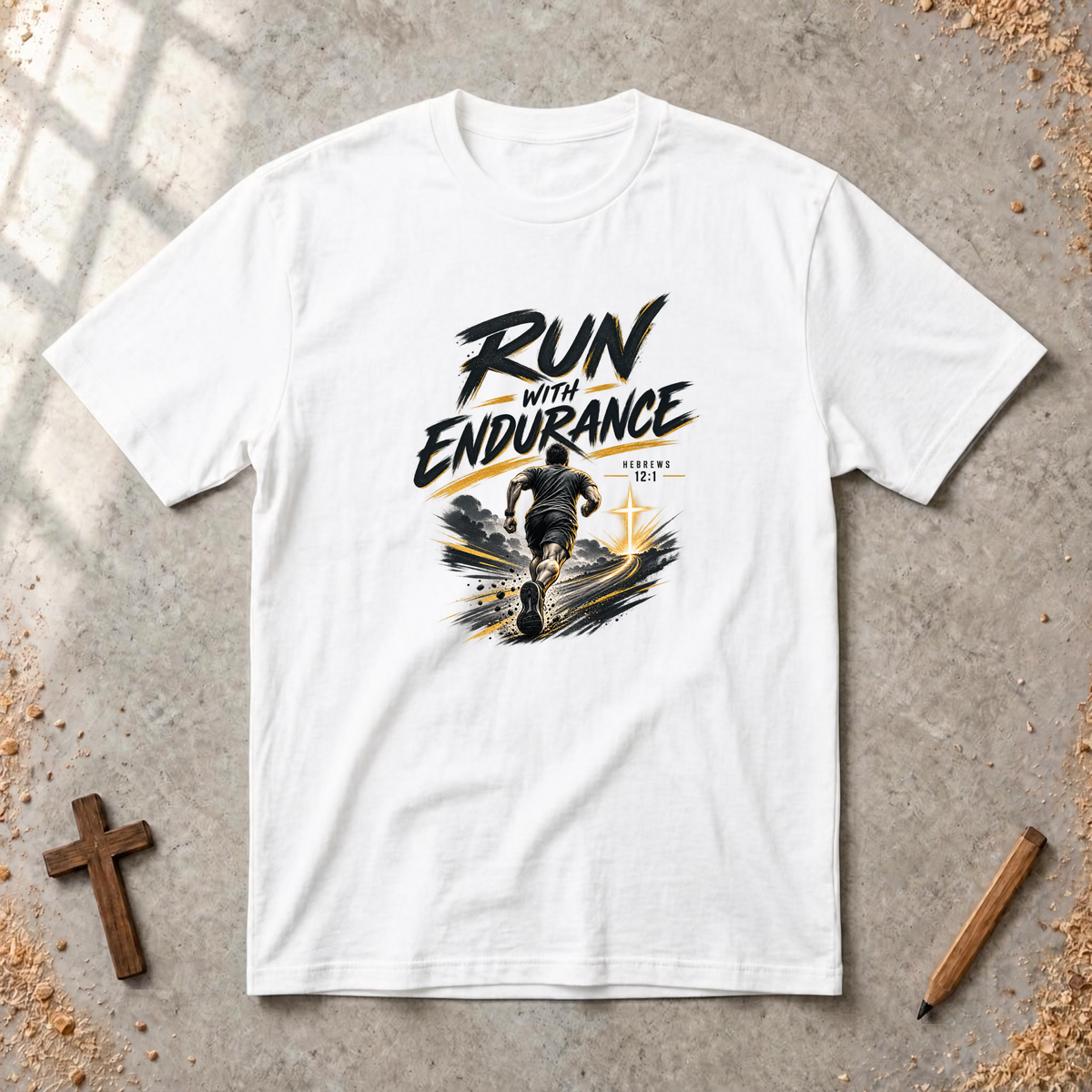 Run With Endurance — Hebrews 12:1 Christian T-Shirt